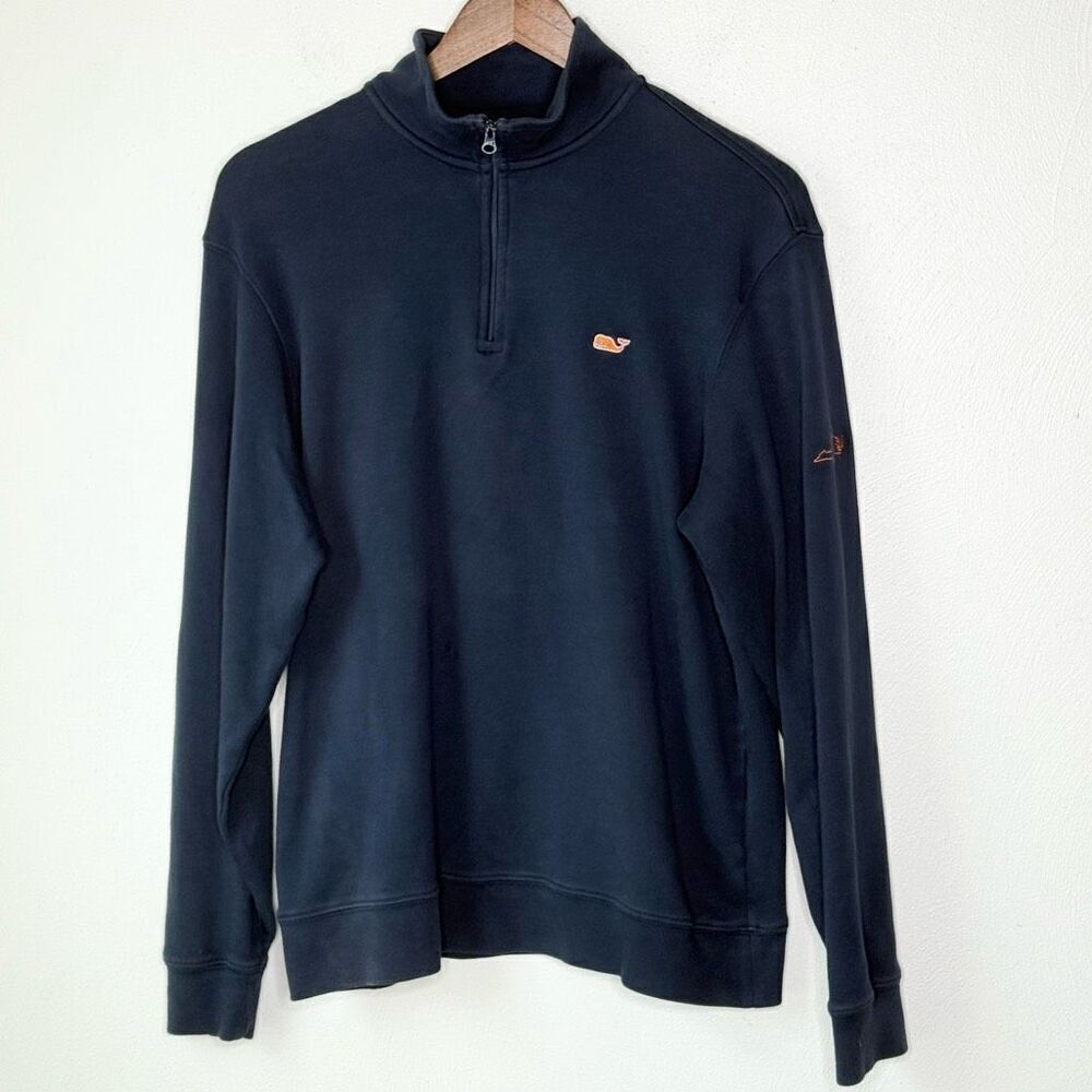 Vineyard Vines Quarter Zip Navy Blue Long Sleeve Midweight Pullover - Virginia S